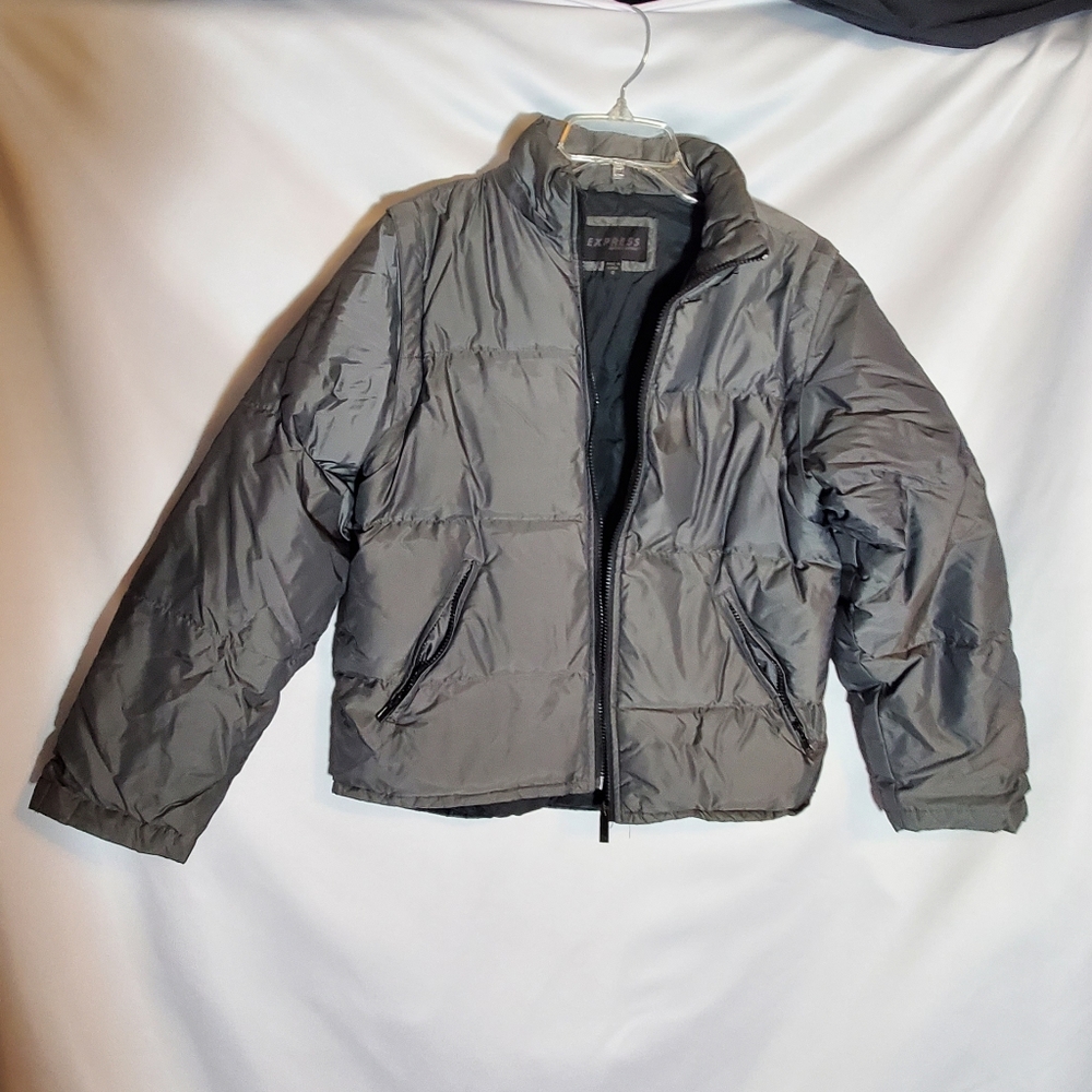 Express Winter Grey Puff Jacket - image 1